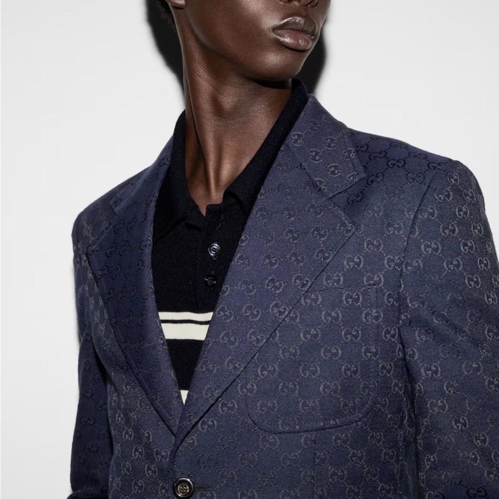 Gucci Dark Blue Patterned Men's Blazer